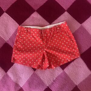 Red polka dot lowrise mini shorts